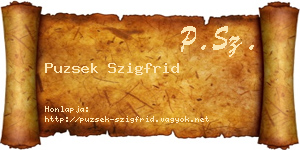Puzsek Szigfrid névjegykártya